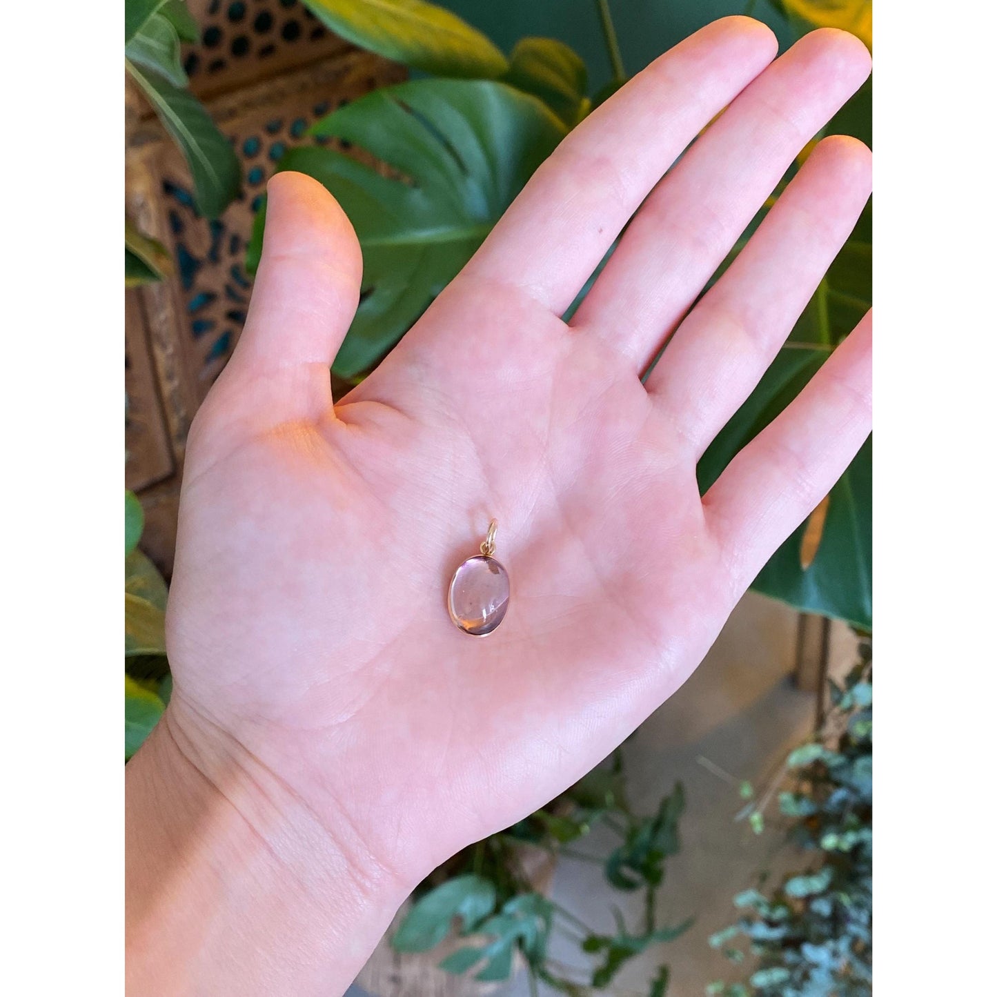 Solid 14k Yellow Gold Purple Quartz Cufflink Conversion Charm