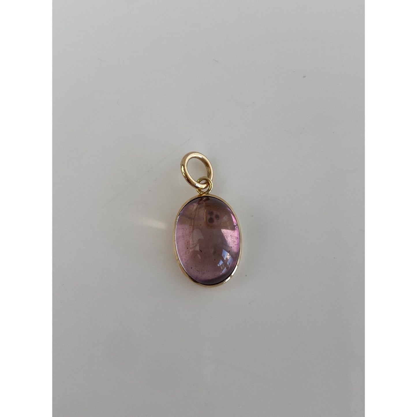 Solid 14k Yellow Gold Purple Quartz Cufflink Conversion Charm