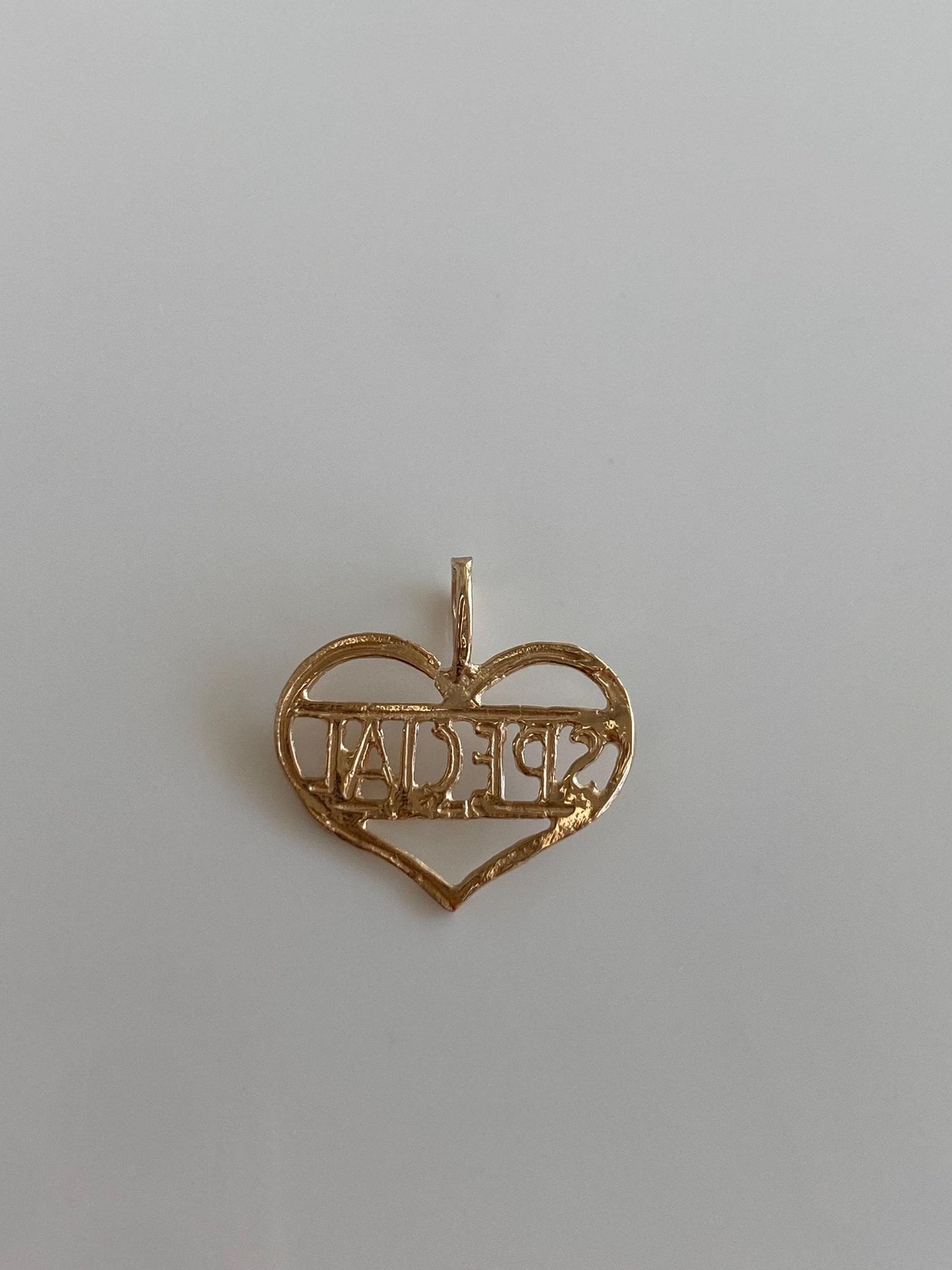 Solid 14k Yellow Gold Open Work 'Special' Heart Charm