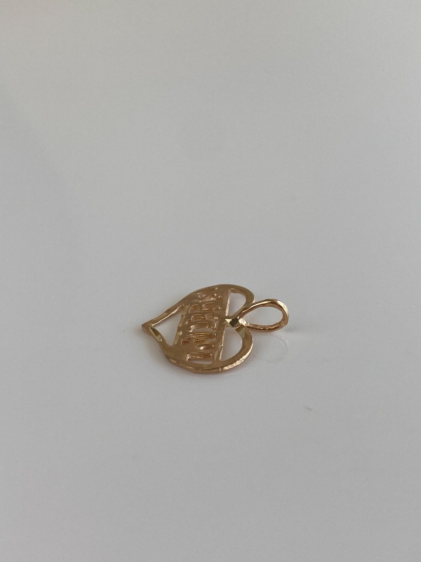 Solid 14k Yellow Gold Open Work 'Special' Heart Charm