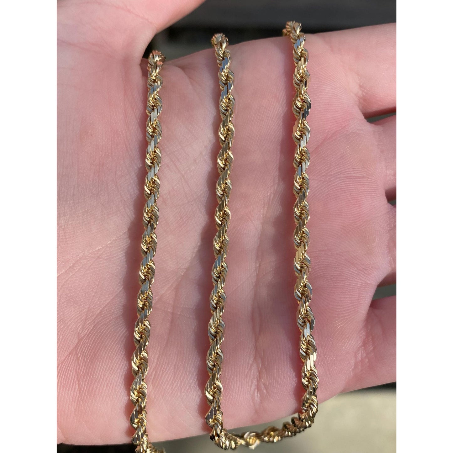 Vintage Solid 14k Yellow Gold Rope Chain Necklace - 24 inches