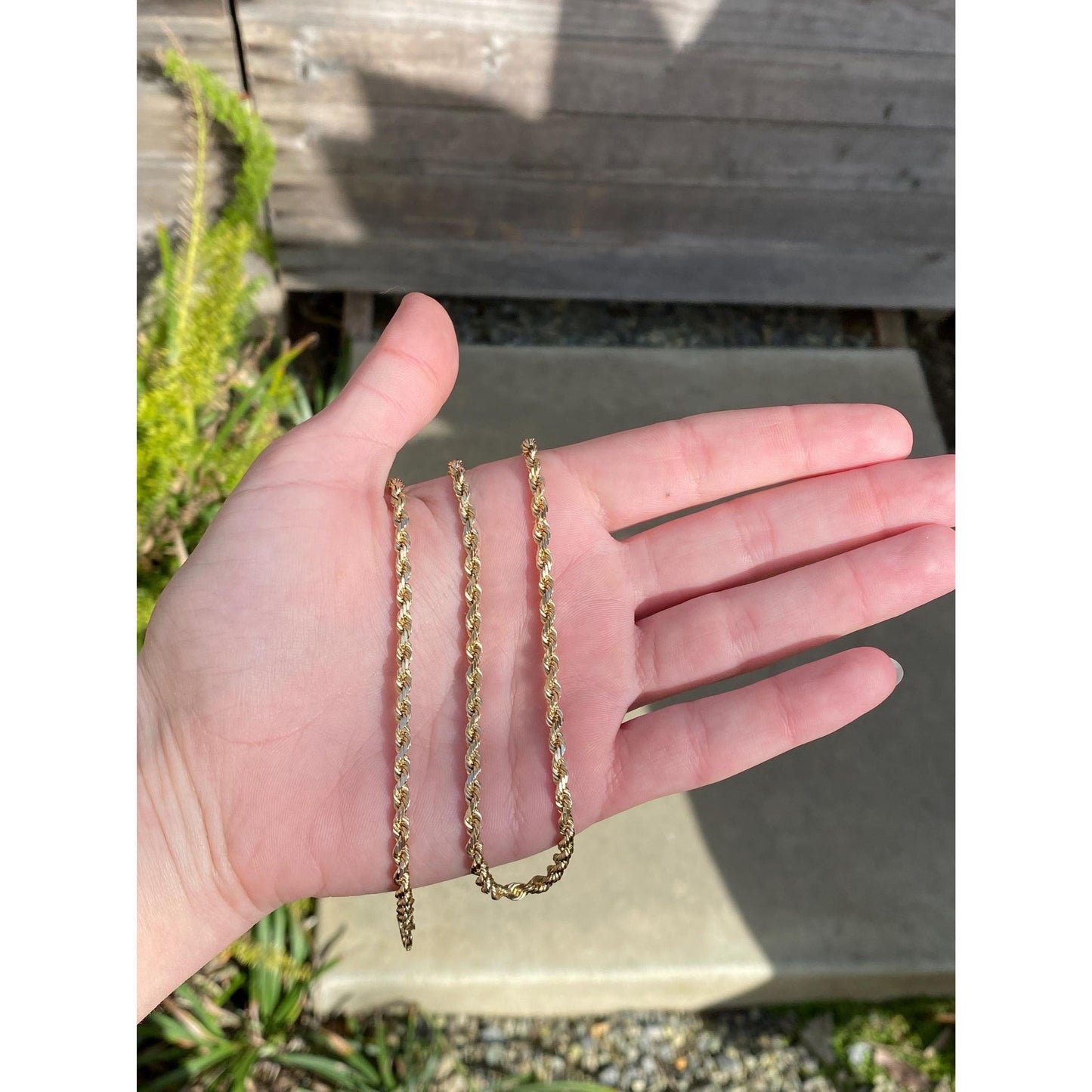 Vintage Solid 14k Yellow Gold Rope Chain Necklace - 24 inches