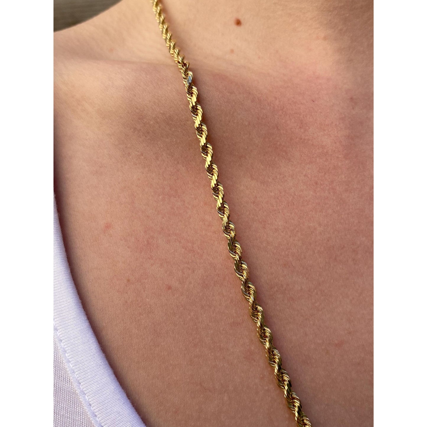 Vintage Solid 14k Yellow Gold Rope Chain Necklace - 24 inches