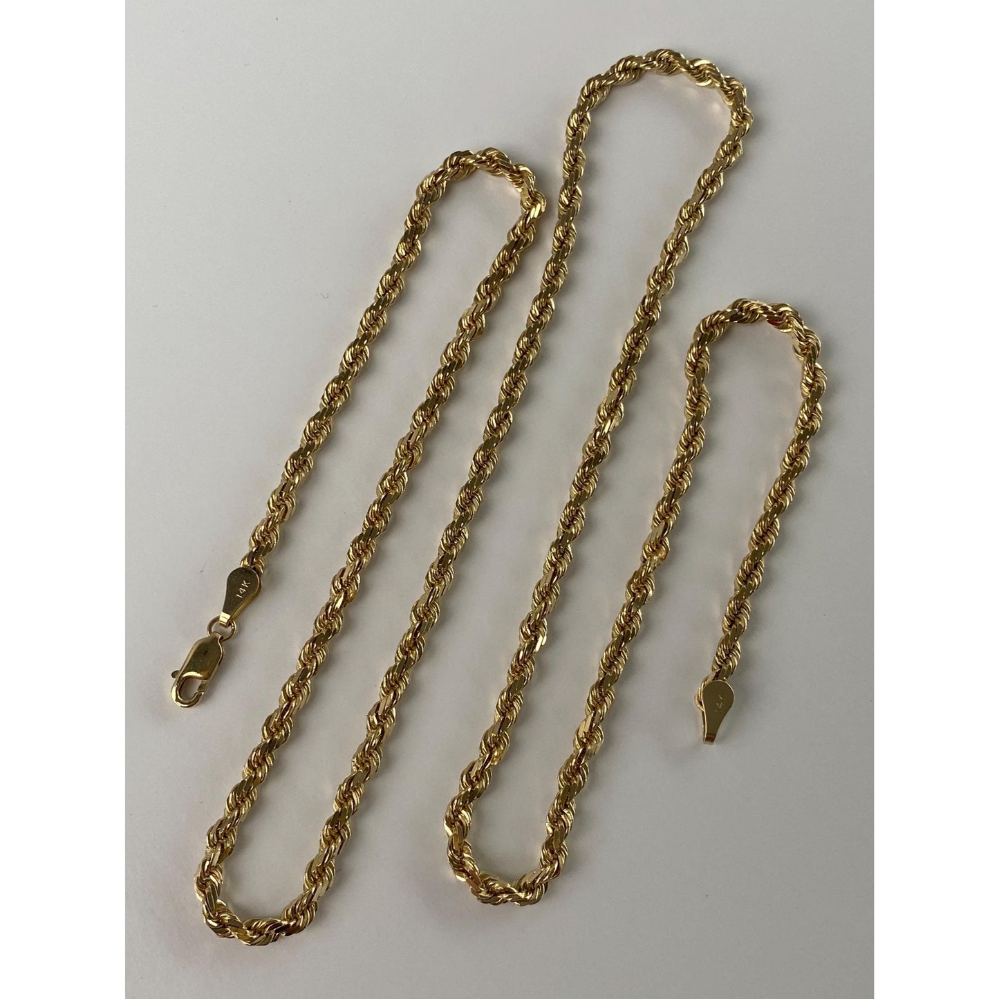Vintage Solid 14k Yellow Gold Rope Chain Necklace - 24 inches