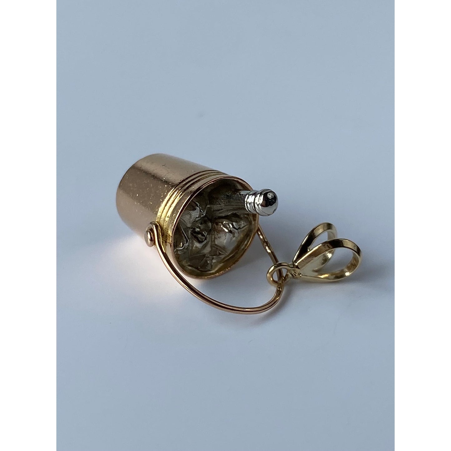 Vintage Solid 18k White & Yellow Gold Champagne Ice Bucket Charm