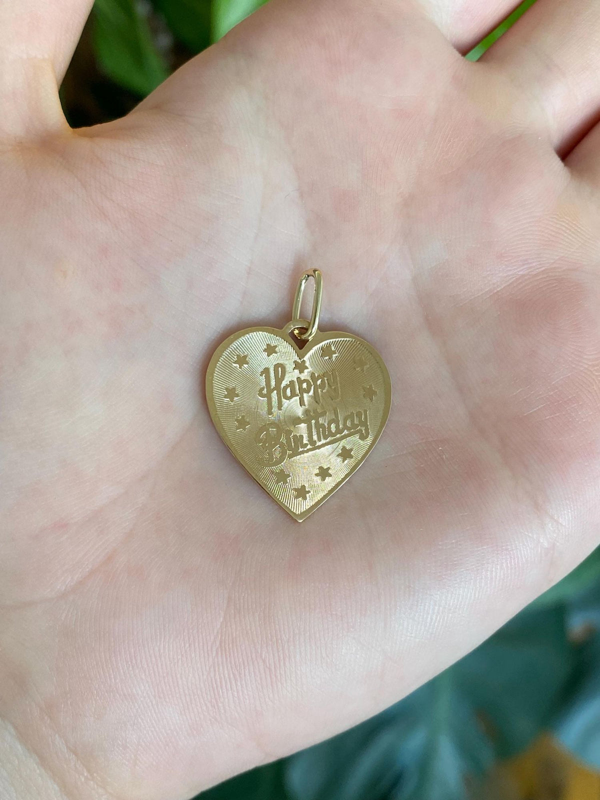 Vintage Solid 14k Happy Birthday Lucy Heart Charm