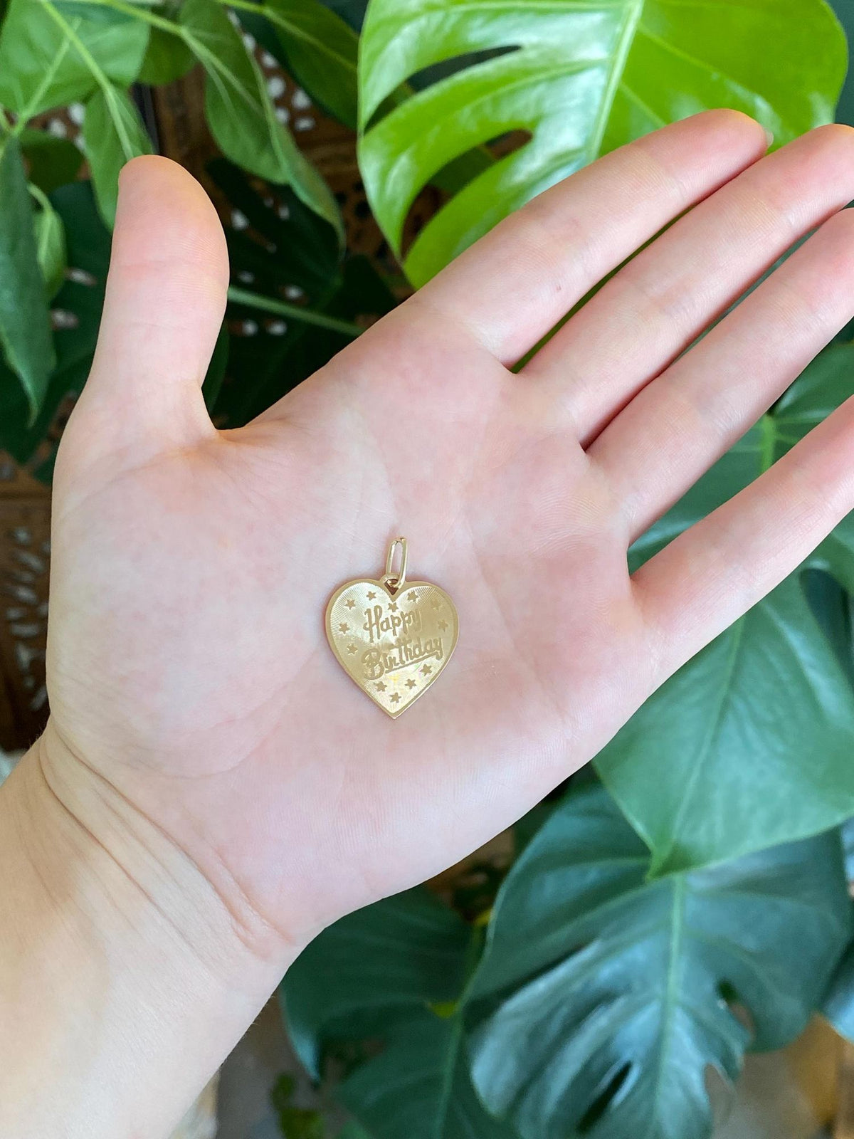Vintage Solid 14k Happy Birthday Lucy Heart Charm