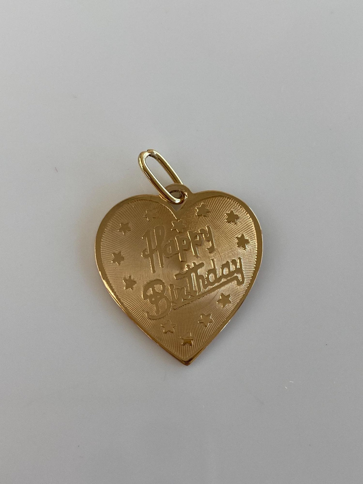 Vintage Solid 14k Happy Birthday Lucy Heart Charm