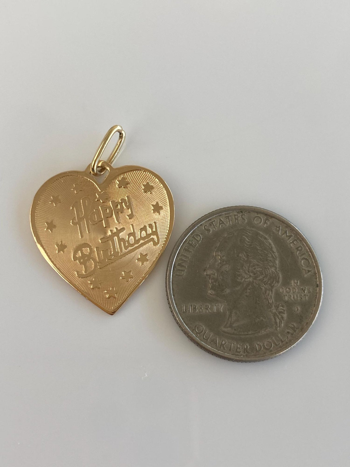 Vintage Solid 14k Happy Birthday Lucy Heart Charm