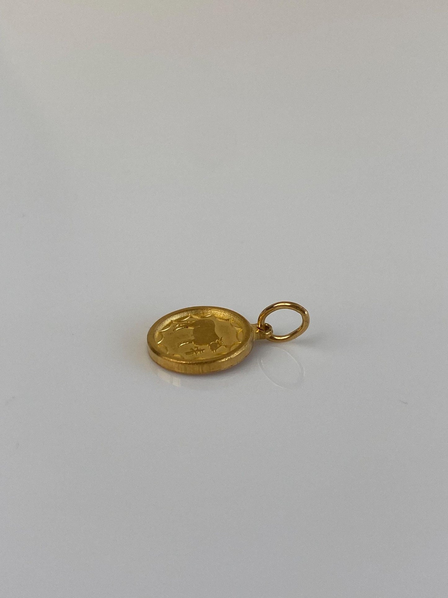 Vintage Solid 24k Yellow Gold Chinese Cow Coin Charm