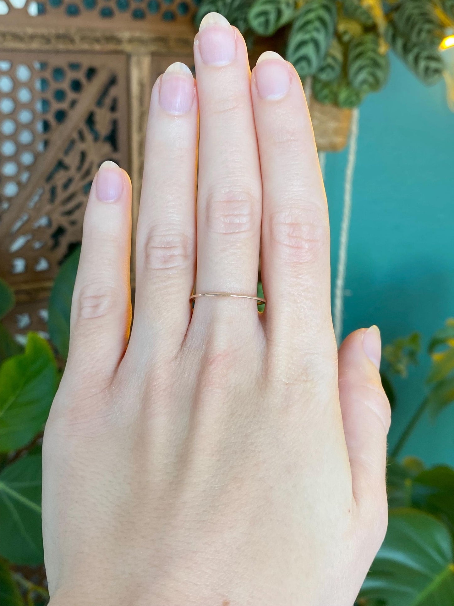 Vintage Solid 14k Rose Gold Thin Ring Band - Size 8.25