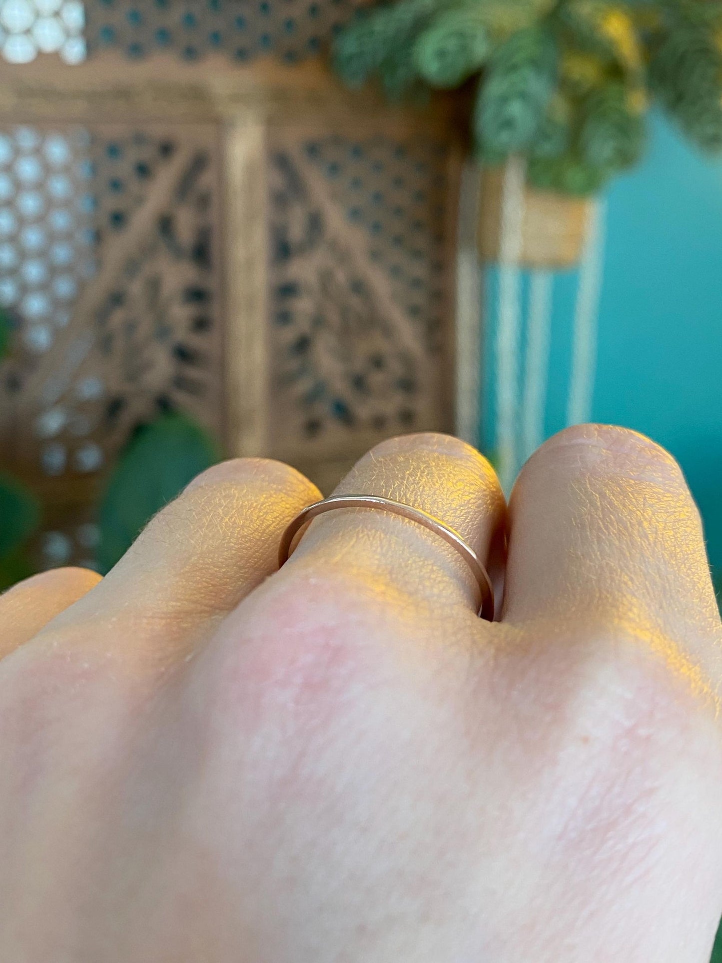 Vintage Solid 14k Rose Gold Thin Ring Band - Size 8.25