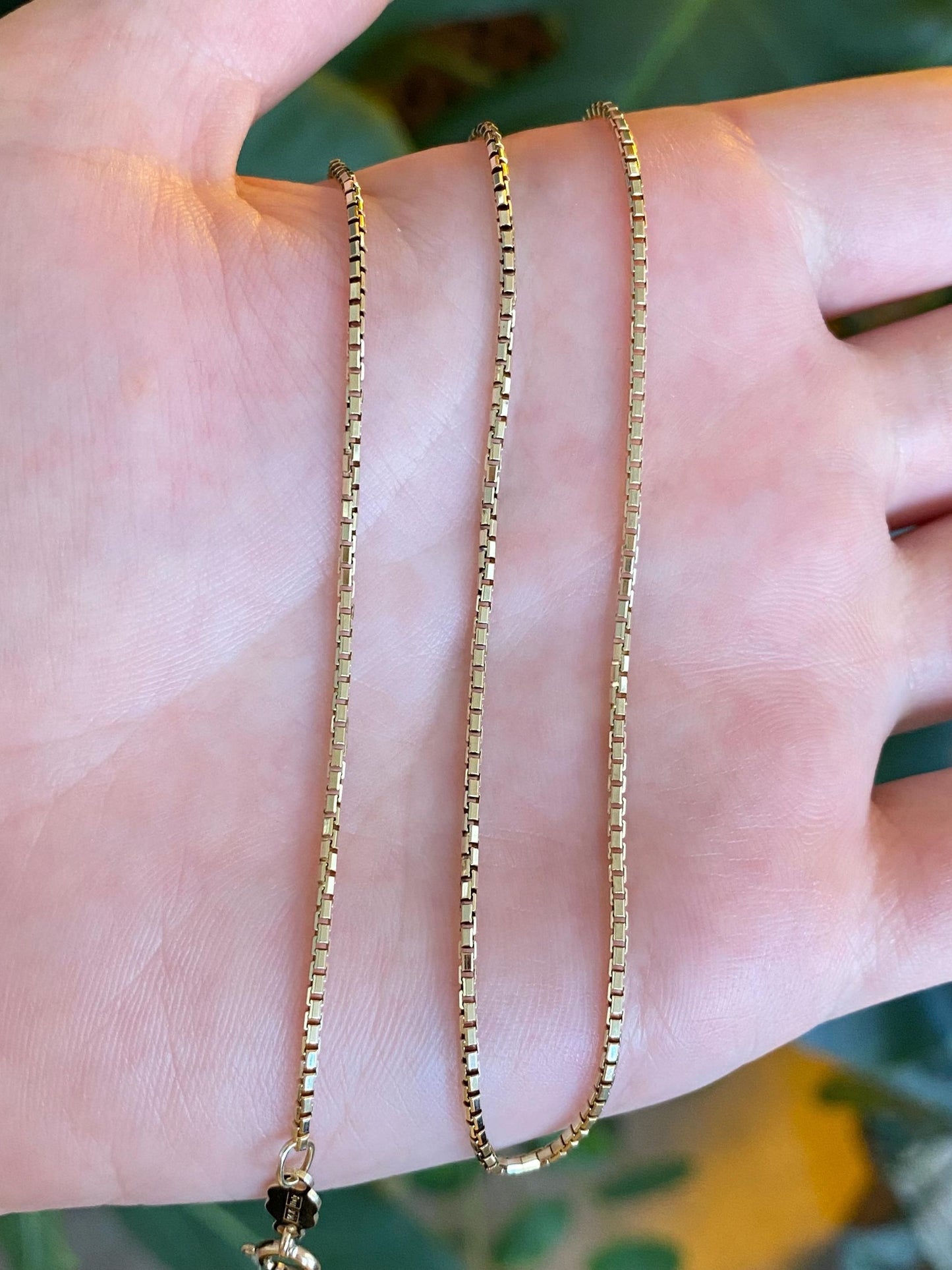 Vintage Solid 14k Yellow Gold Box Chain Necklace - 15.25 inches