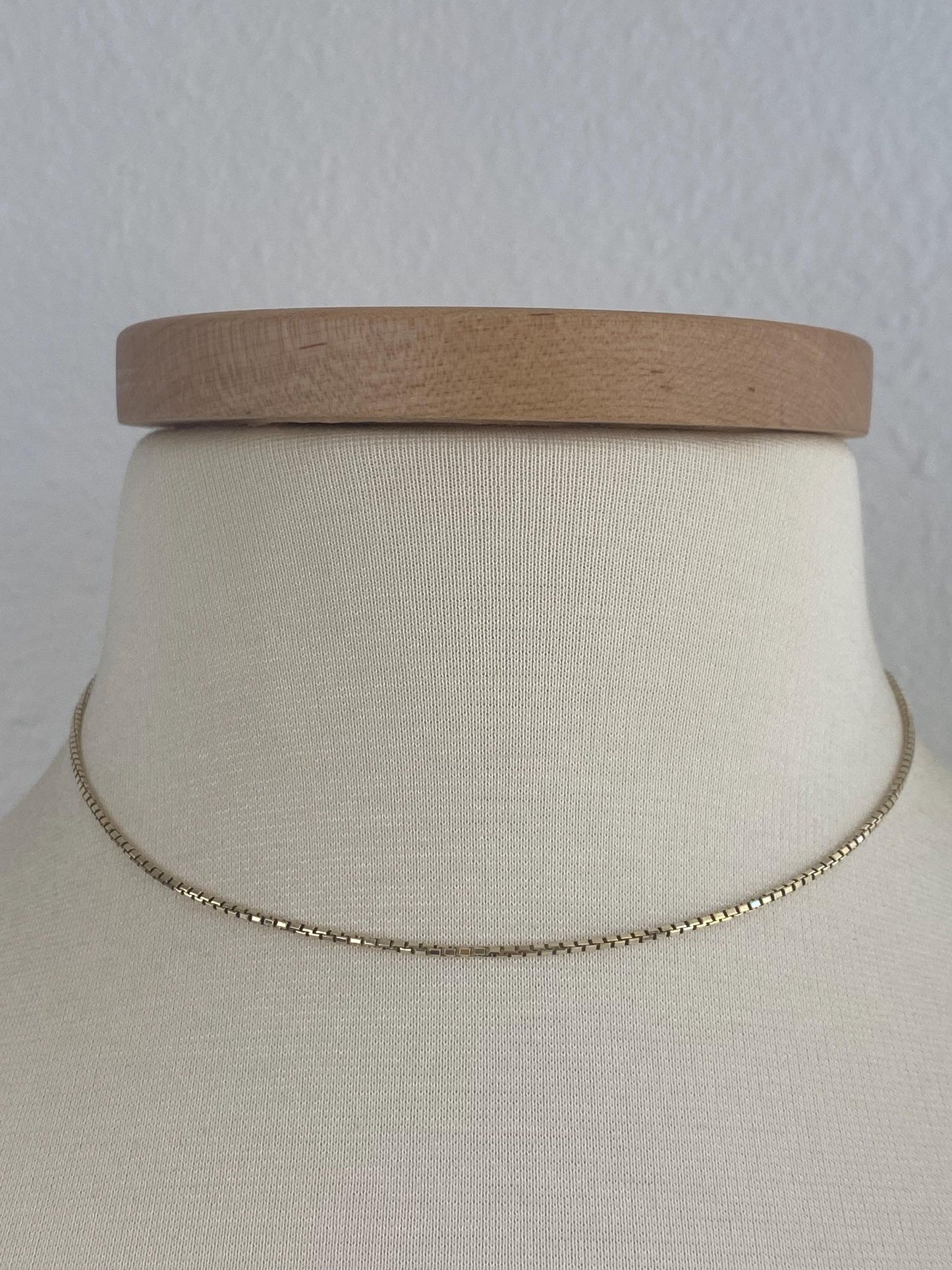 Vintage Solid 14k Yellow Gold Box Chain Necklace - 15.25 inches