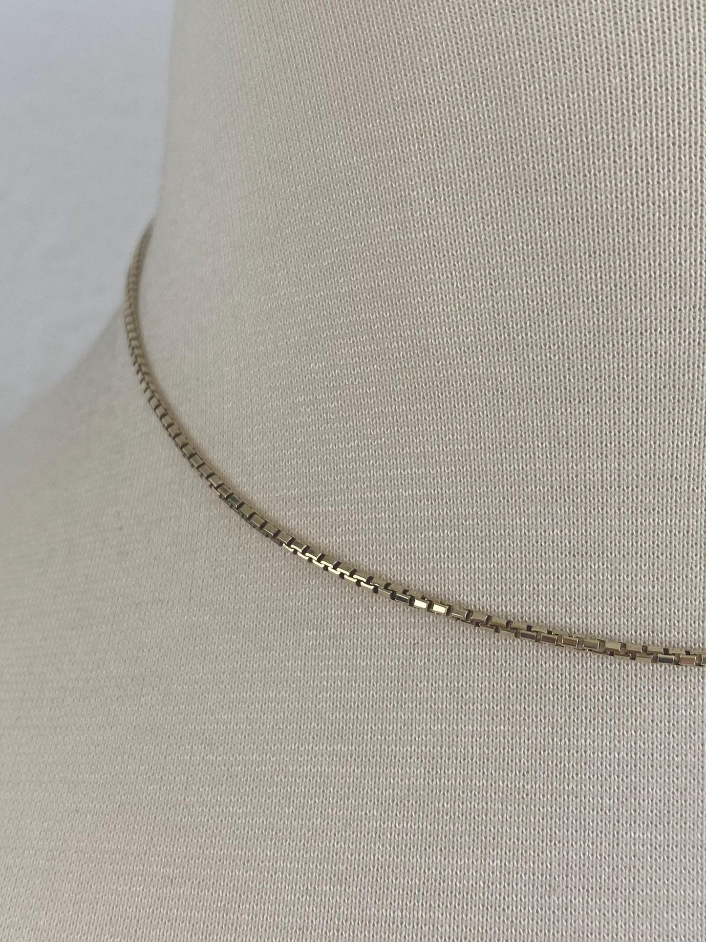 Vintage Solid 14k Yellow Gold Box Chain Necklace - 15.25 inches
