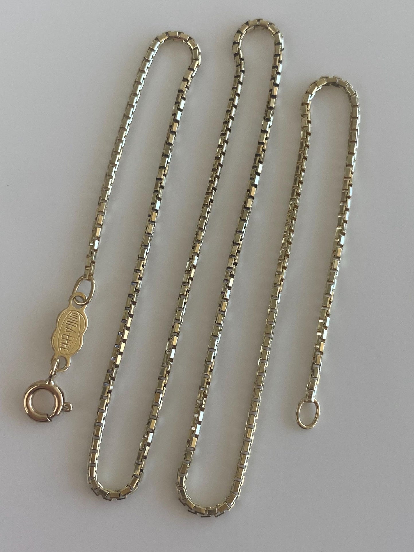 Vintage Solid 14k Yellow Gold Box Chain Necklace - 15.25 inches