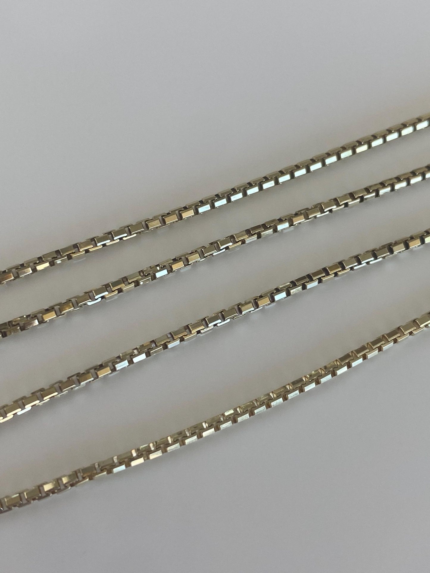 Vintage Solid 14k Yellow Gold Box Chain Necklace - 15.25 inches