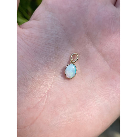 Vintage Solid 14k Yellow Gold Opal Charm