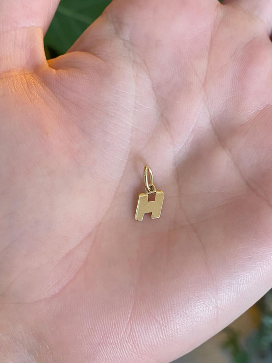 Vintage Solid 14k Yellow Gold Initial "H" Charm