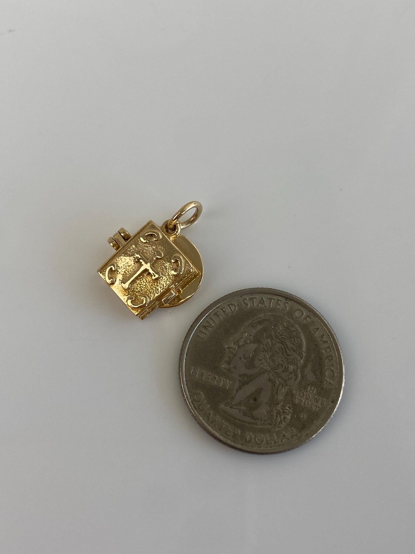 Vintage Solid 9k Yellow Gold Bible Book London 1980 Charm