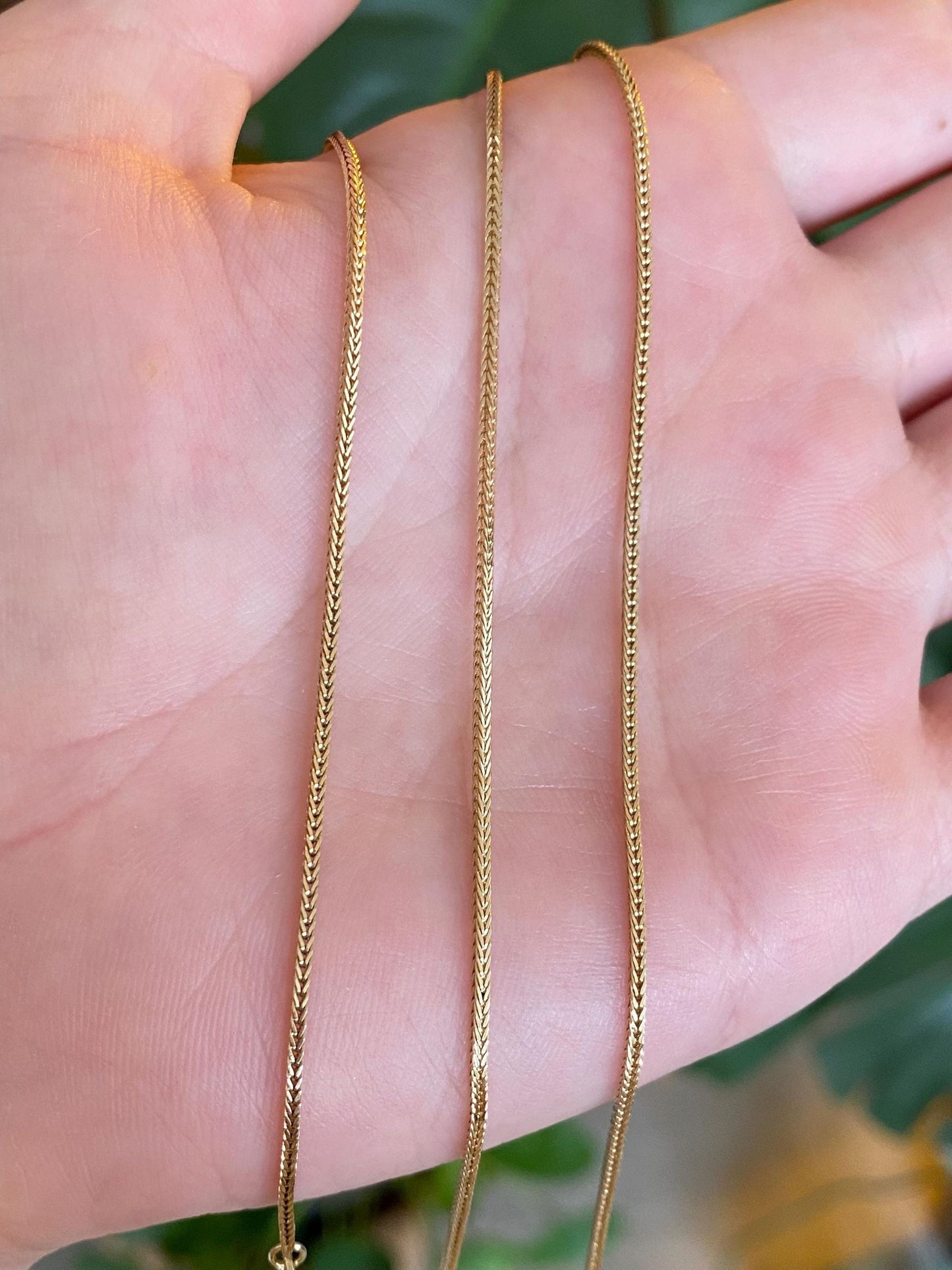 Solid 14k Yellow Gold Square Wheat Chain Necklace - 24.25 inches