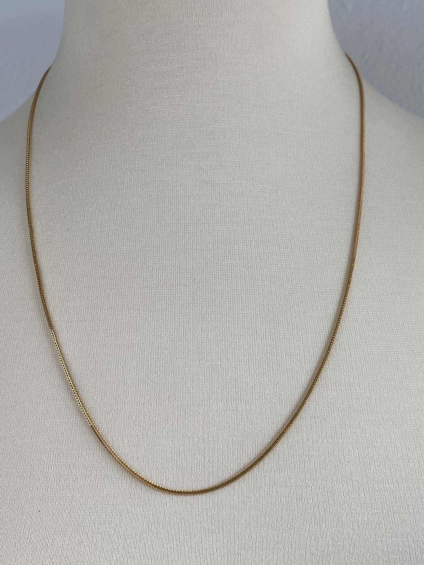 Solid 14k Yellow Gold Square Wheat Chain Necklace - 24.25 inches