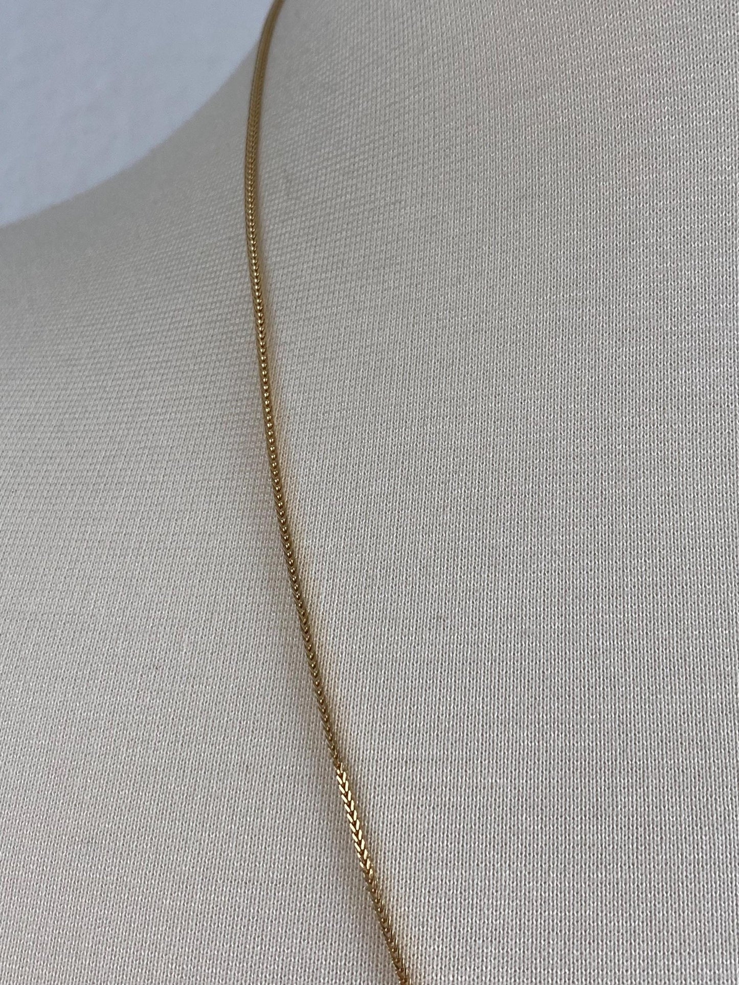 Solid 14k Yellow Gold Square Wheat Chain Necklace - 24.25 inches