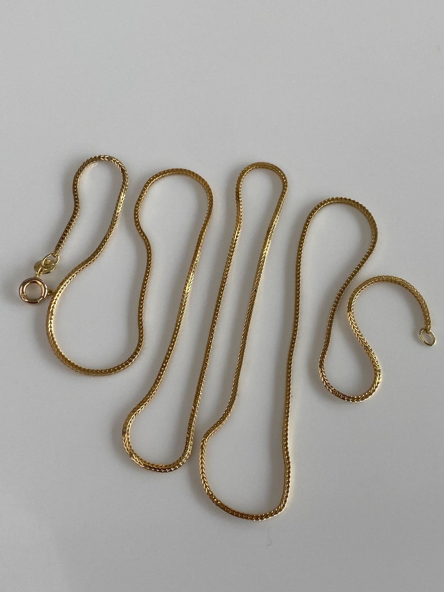 Solid 14k Yellow Gold Square Wheat Chain Necklace - 24.25 inches