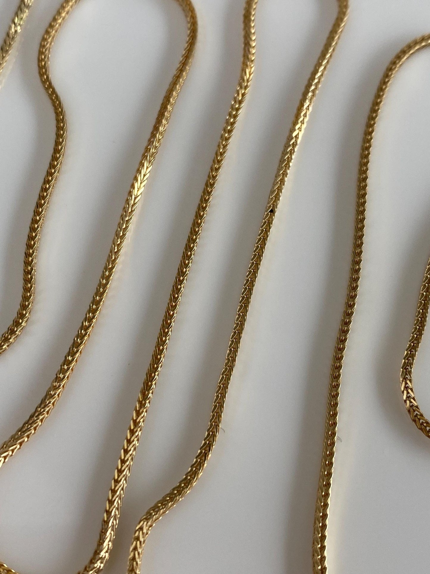 Solid 14k Yellow Gold Square Wheat Chain Necklace - 24.25 inches