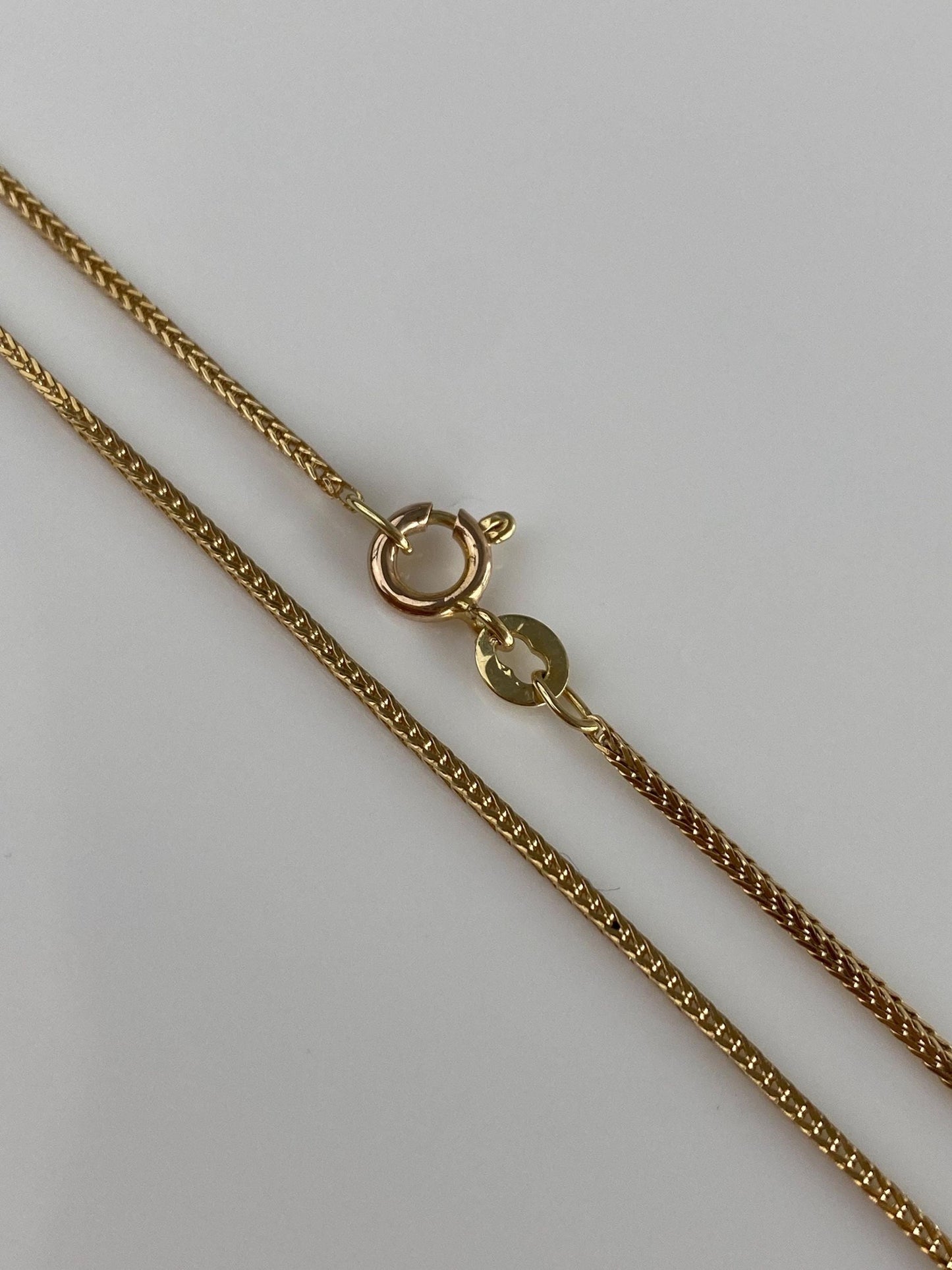 Solid 14k Yellow Gold Square Wheat Chain Necklace - 24.25 inches
