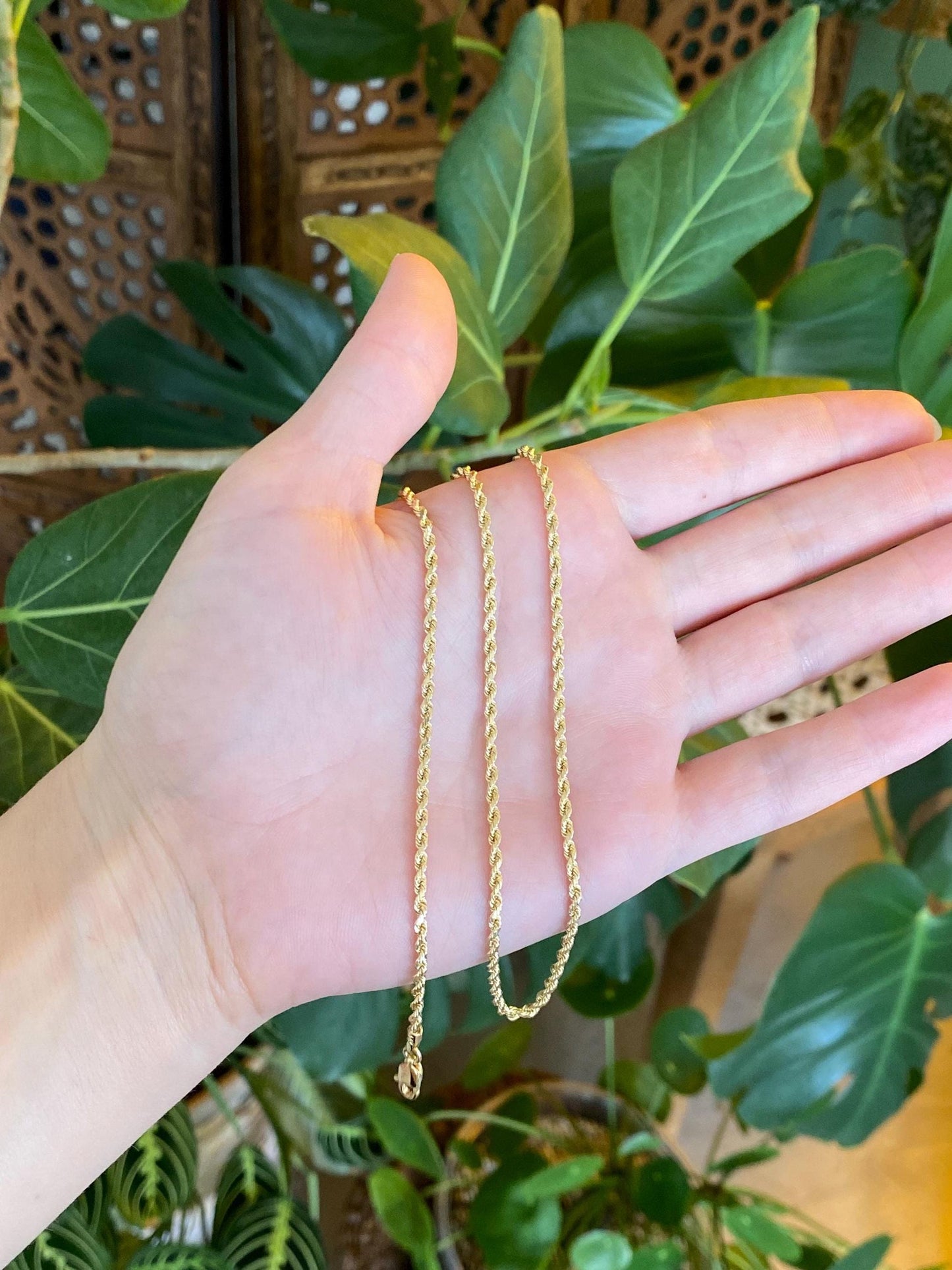 Vintage Solid 14k Yellow Gold Long Rope Chain Necklace - 23.75 inches