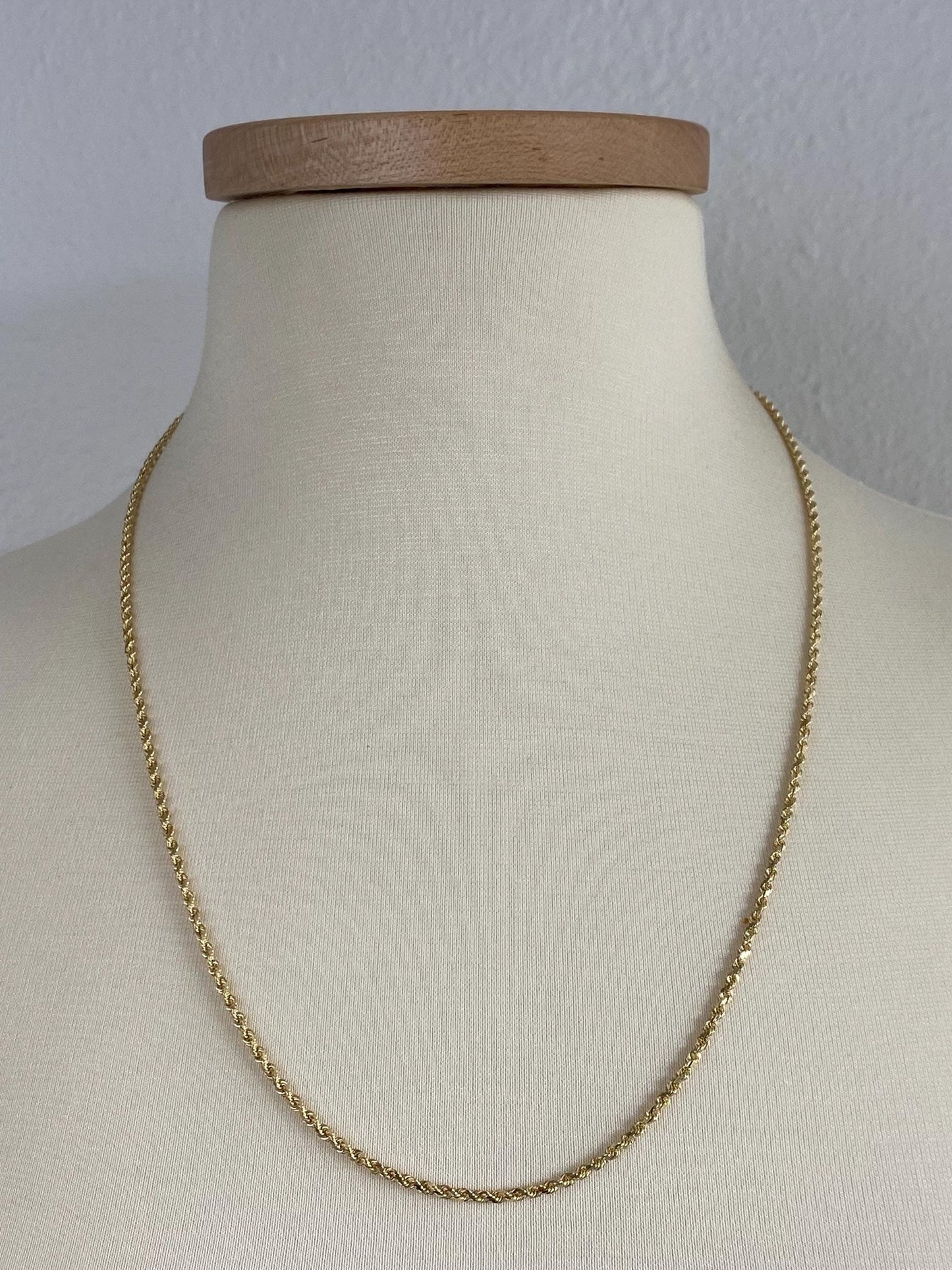 Vintage Solid 14k Yellow Gold Long Rope Chain Necklace - 23.75 inches