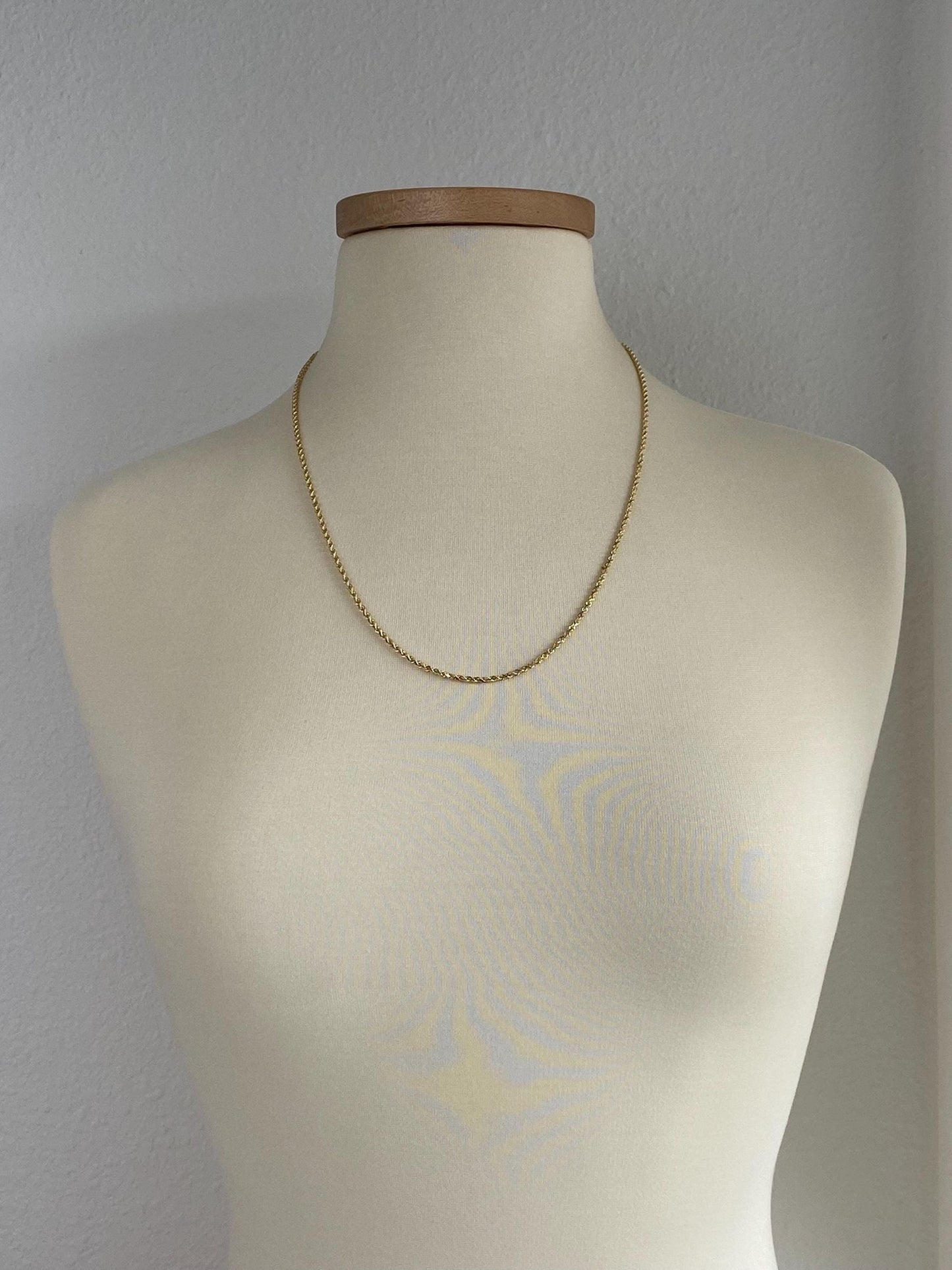 Vintage Solid 14k Yellow Gold Long Rope Chain Necklace - 23.75 inches