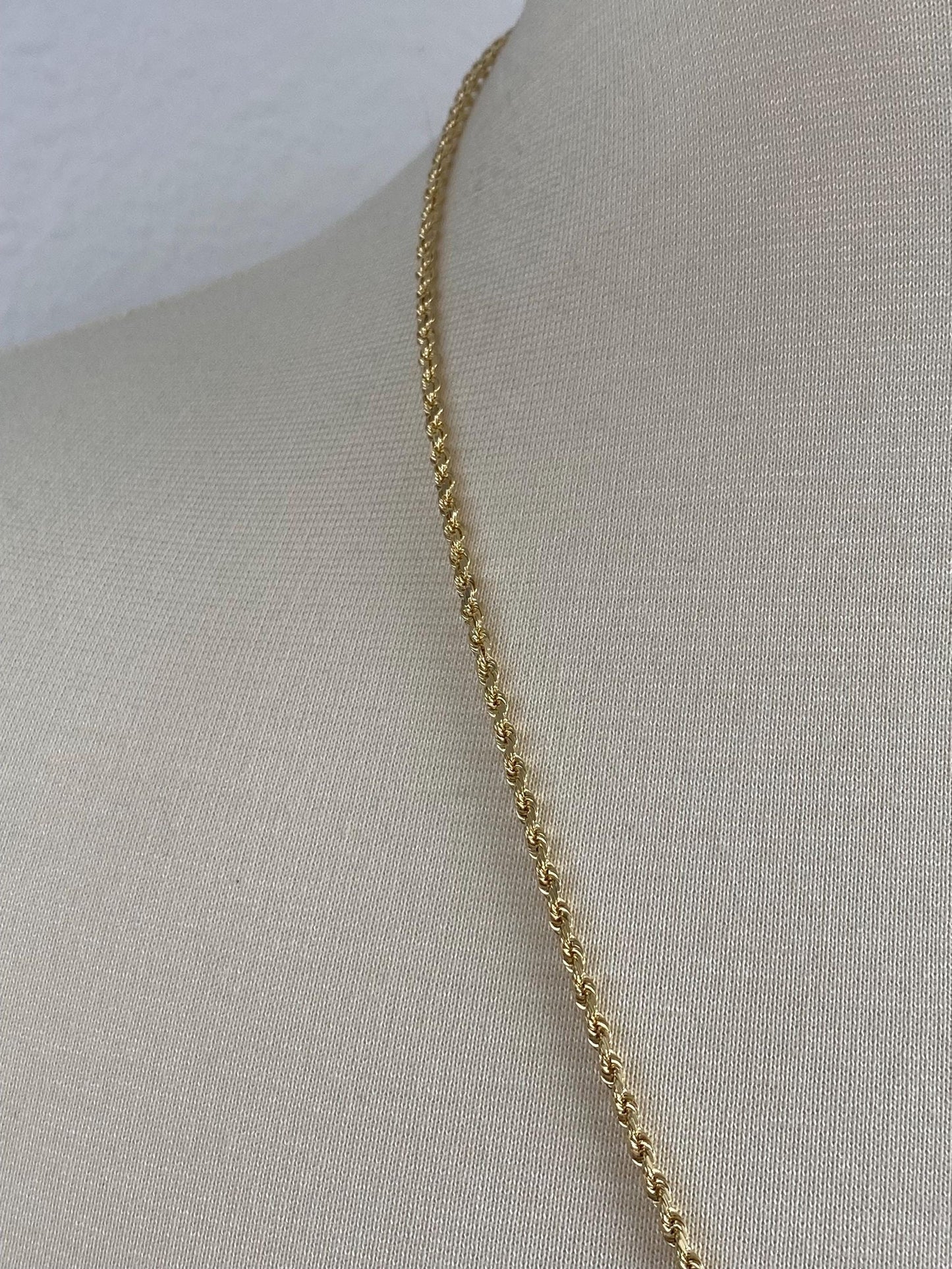 Vintage Solid 14k Yellow Gold Long Rope Chain Necklace - 23.75 inches