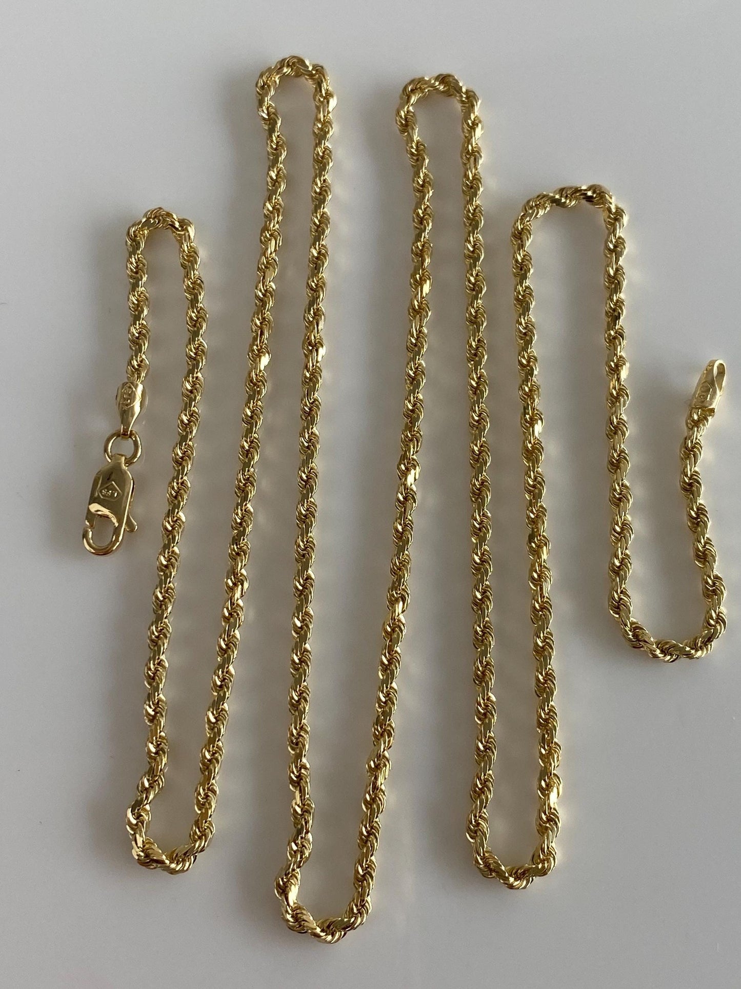 Vintage Solid 14k Yellow Gold Long Rope Chain Necklace - 23.75 inches