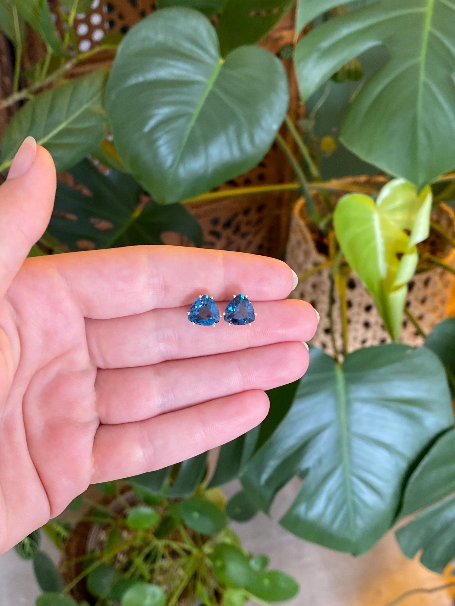 Vintage Solid 10k Yellow Gold Topaz Stud Earrings