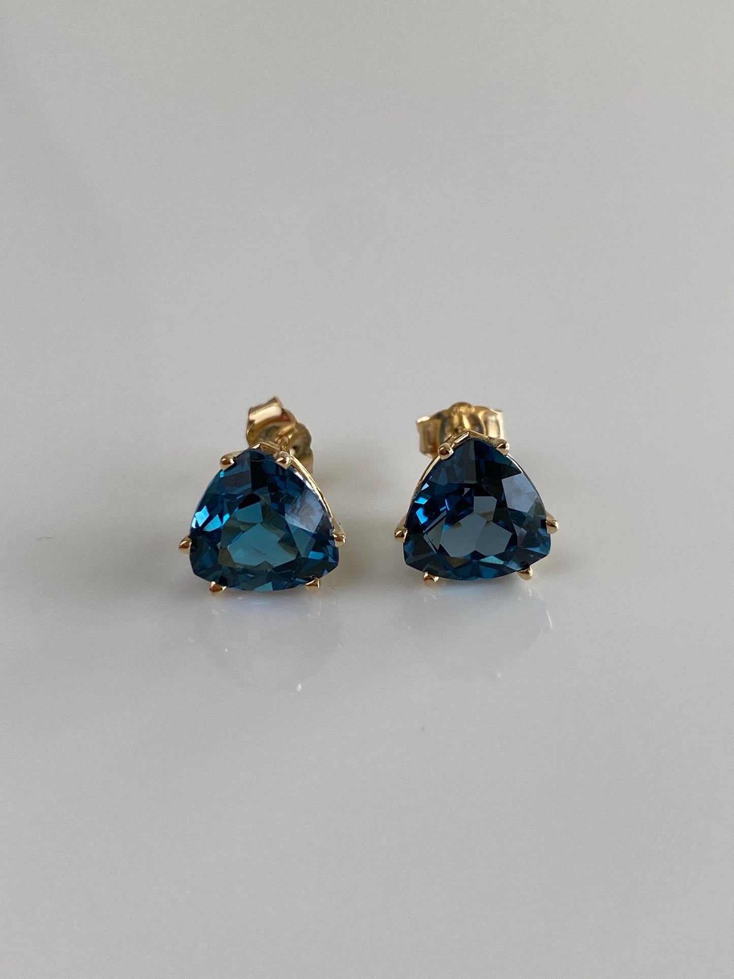 Vintage Solid 10k Yellow Gold Topaz Stud Earrings