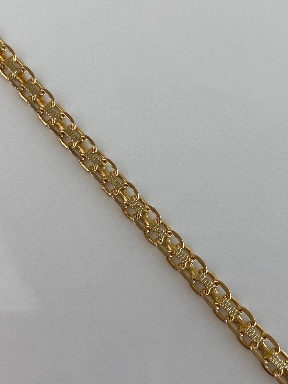 Vintage Solid 14k Yellow Gold Bismark Chain Bracelet - 7.75 inches