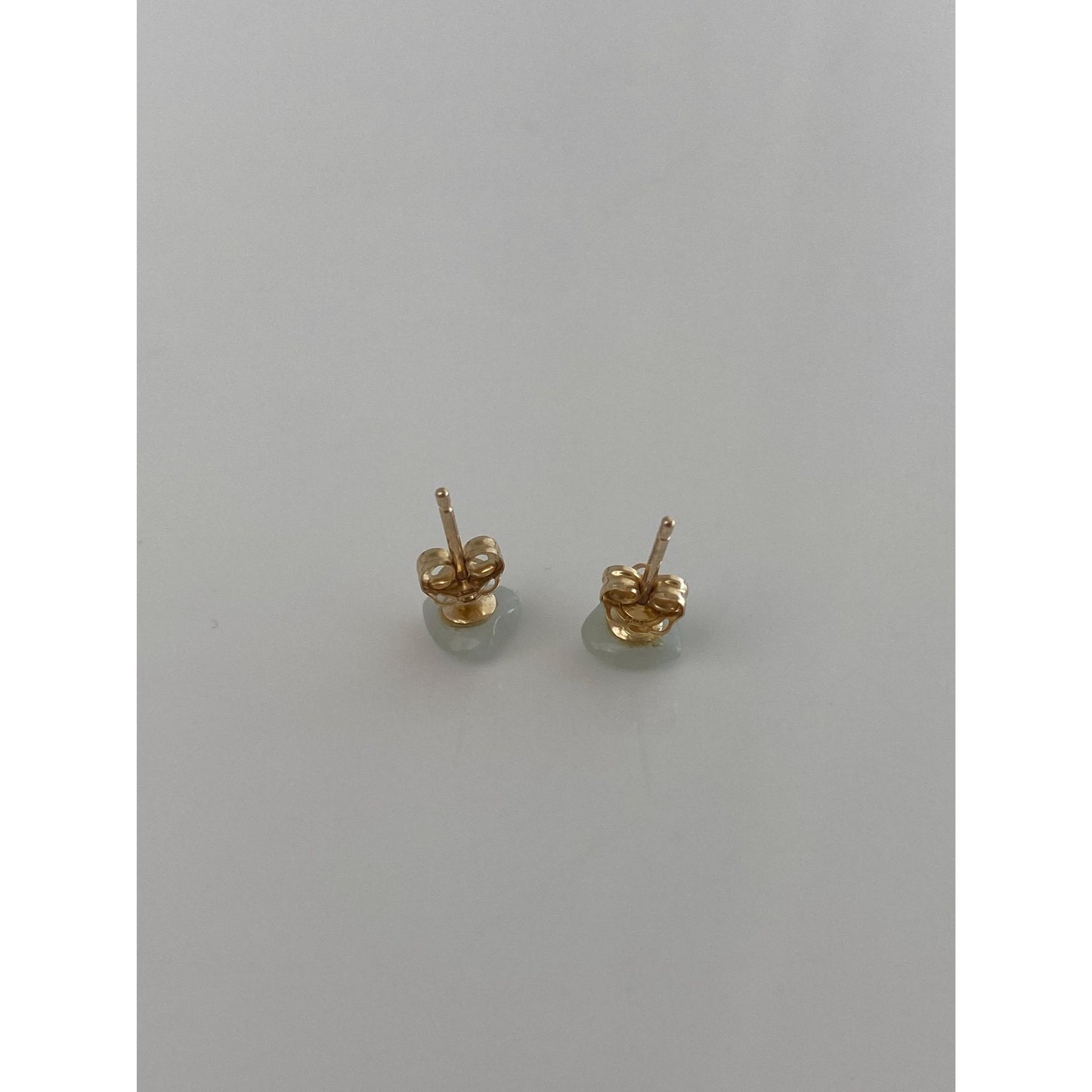 Vintage Solid 14k Yellow Gold White Quartz Heart Stud Earrings