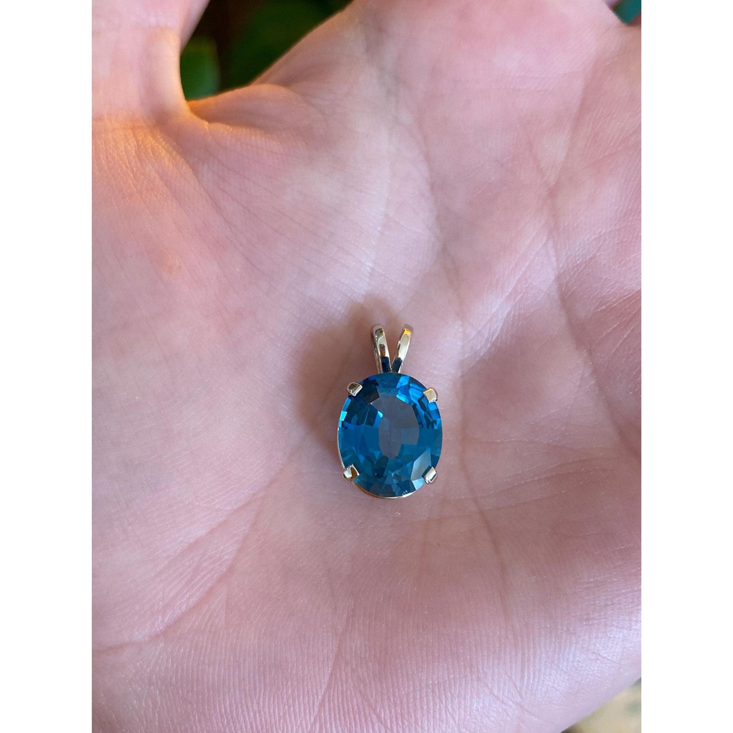 Solid 14k White Gold Topaz Charm