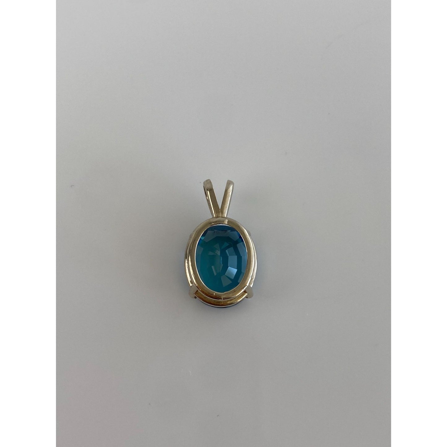 Solid 14k White Gold Topaz Charm