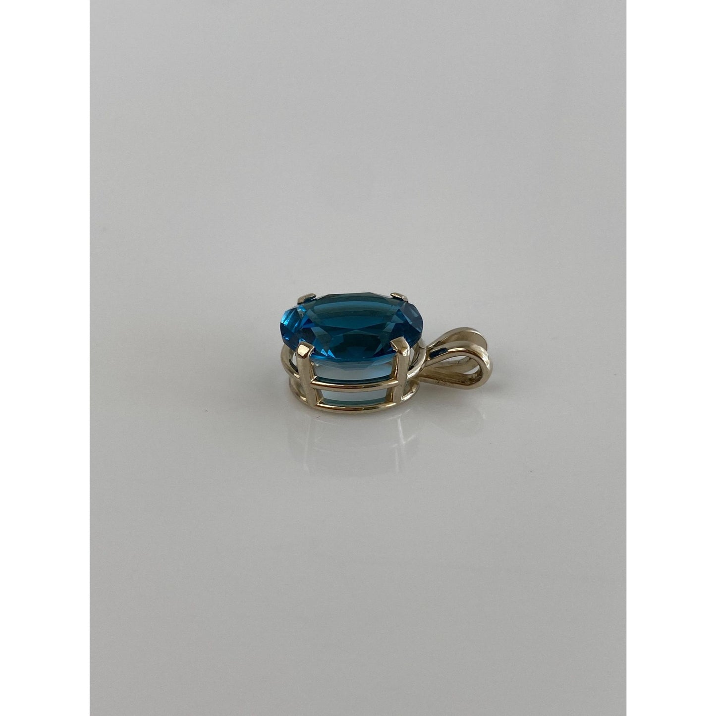 Solid 14k White Gold Topaz Charm