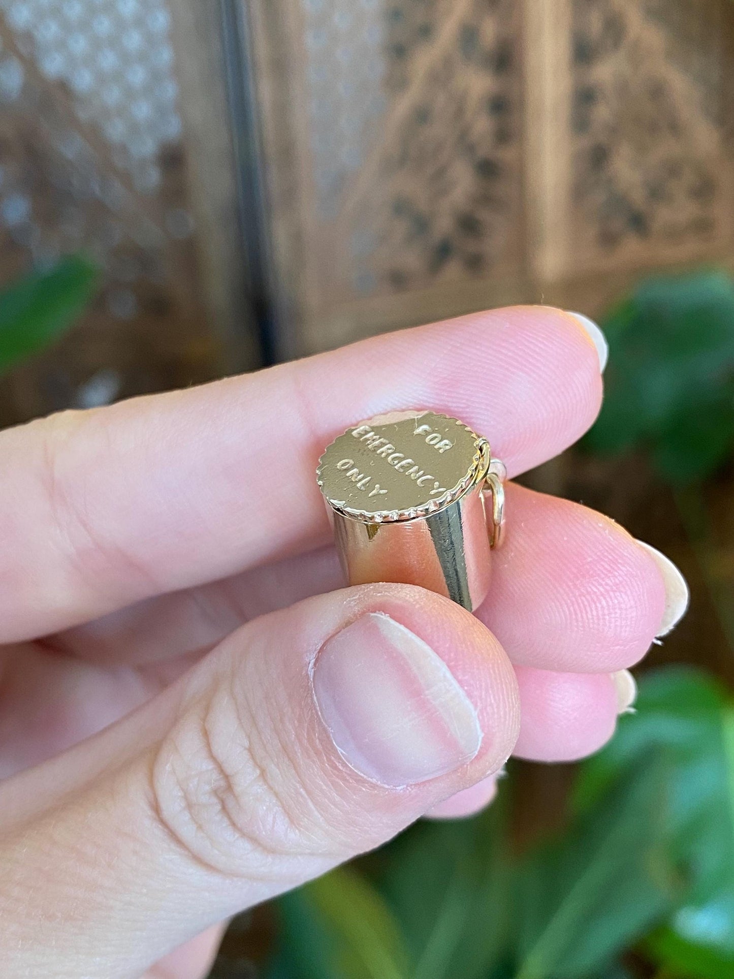 Vintage Solid 14k Yellow Gold For Emergency Only Capsule Box Charm