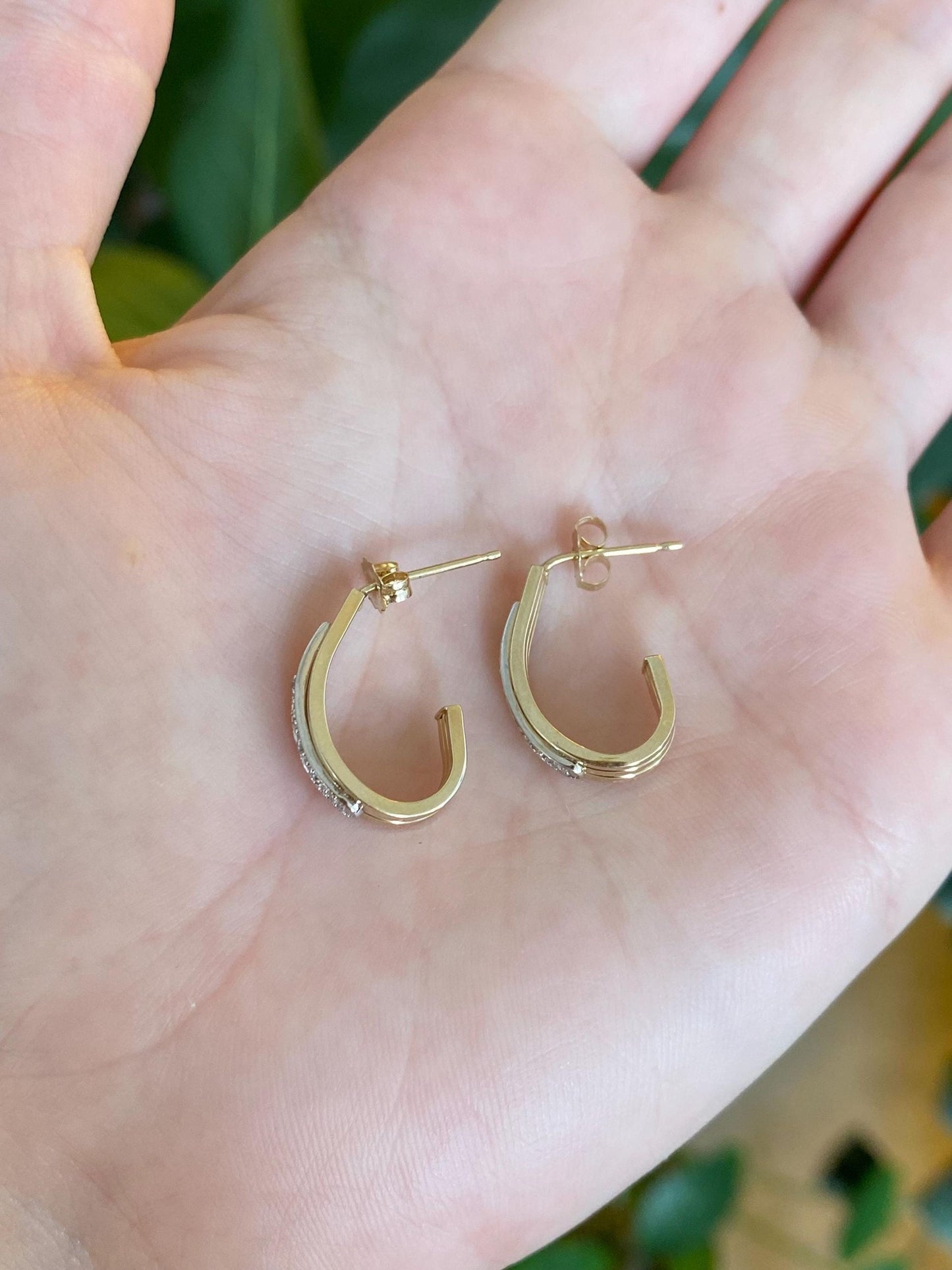 Vintage 14k White & Yellow Gold Diamond Drop Earrings