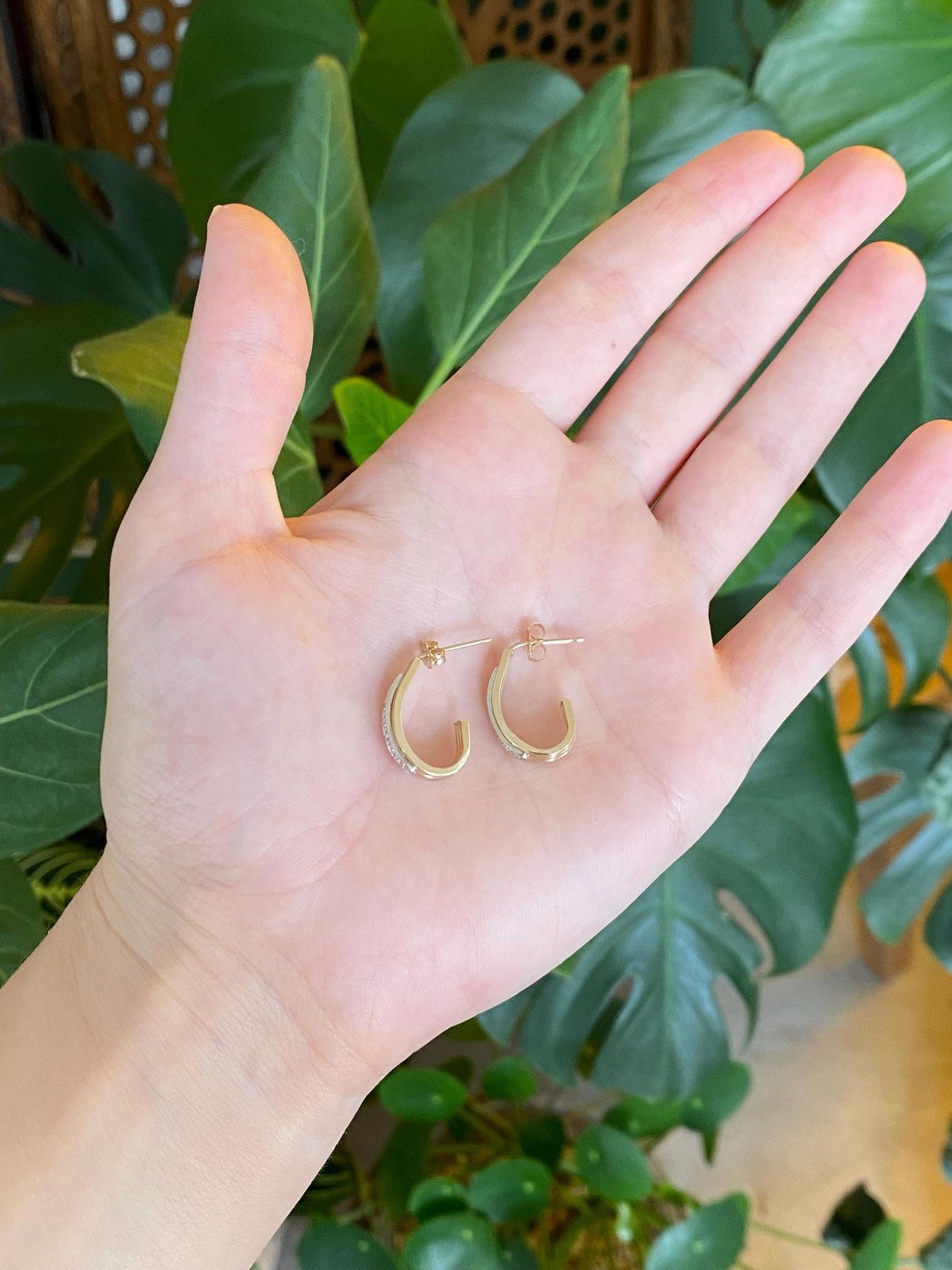 Vintage 14k White & Yellow Gold Diamond Drop Earrings
