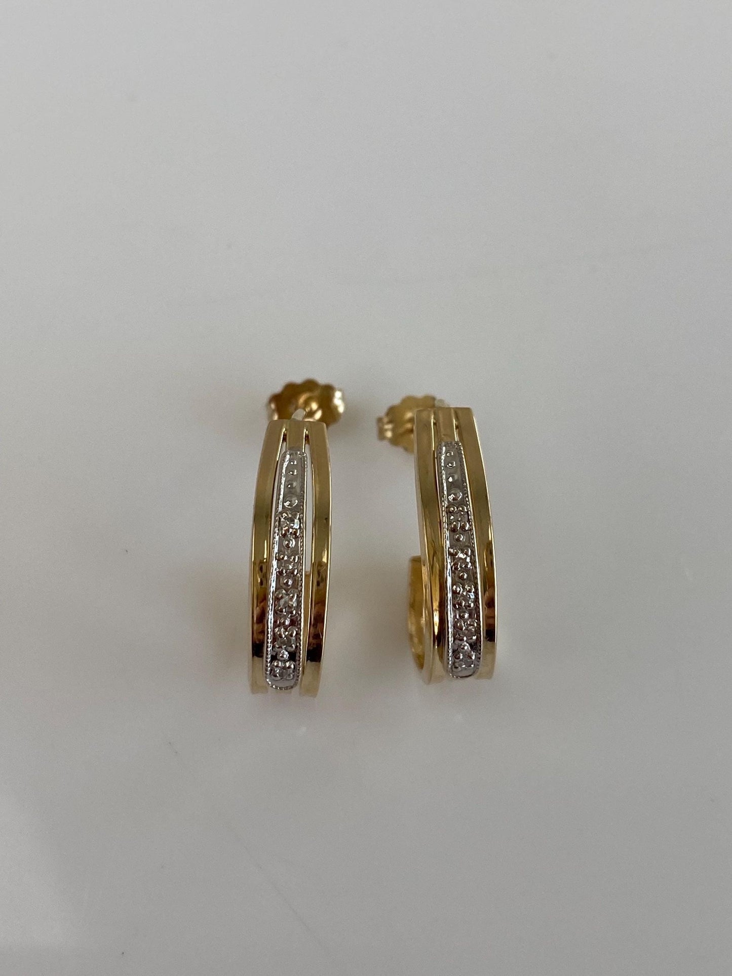 Vintage 14k White & Yellow Gold Diamond Drop Earrings