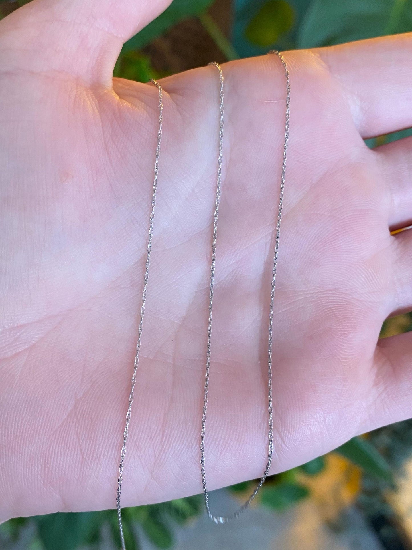 Vintage Solid 10k White Gold Dainty Chain Necklace - 18.25 inches