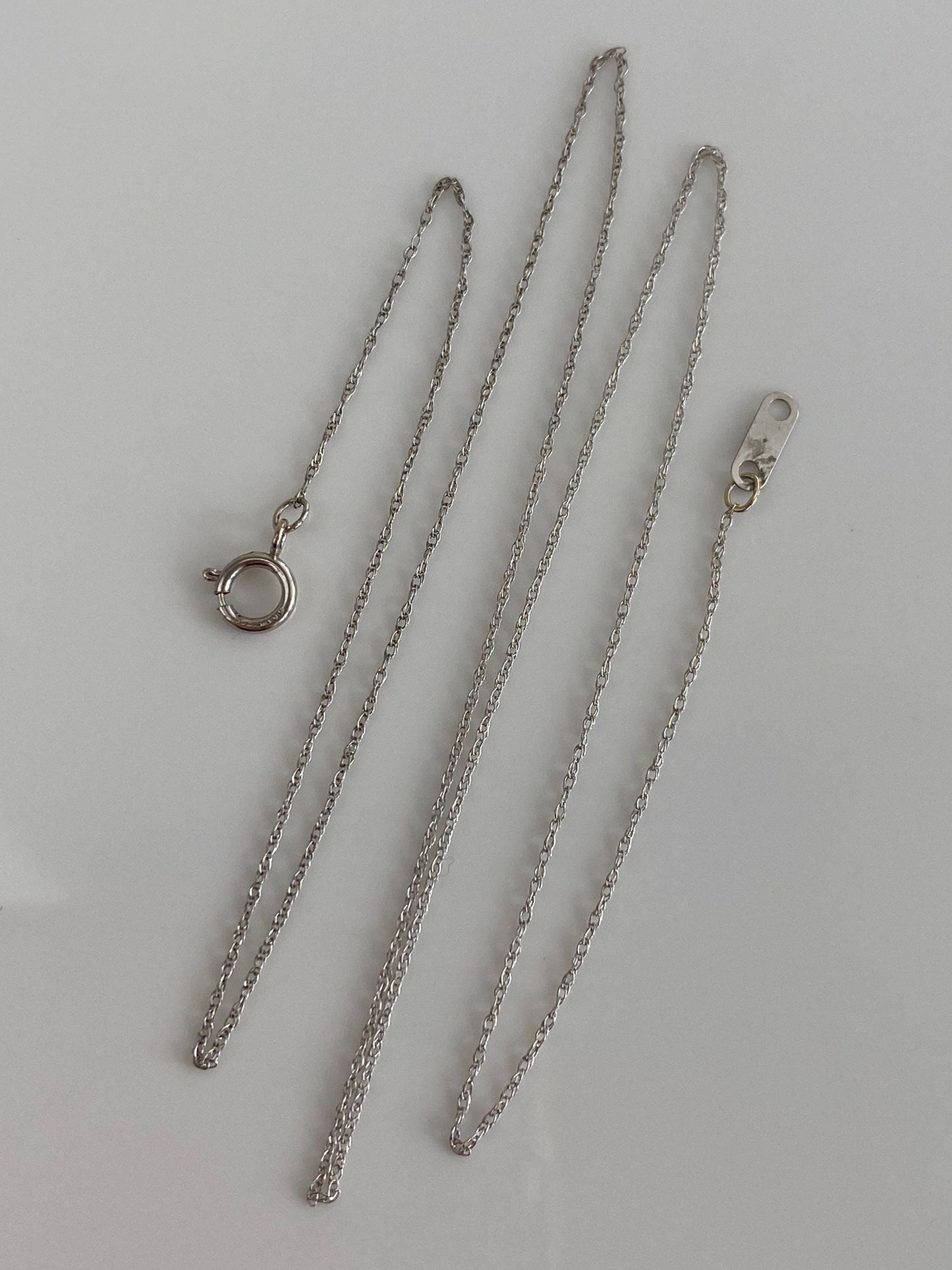 Vintage Solid 10k White Gold Dainty Chain Necklace - 18.25 inches