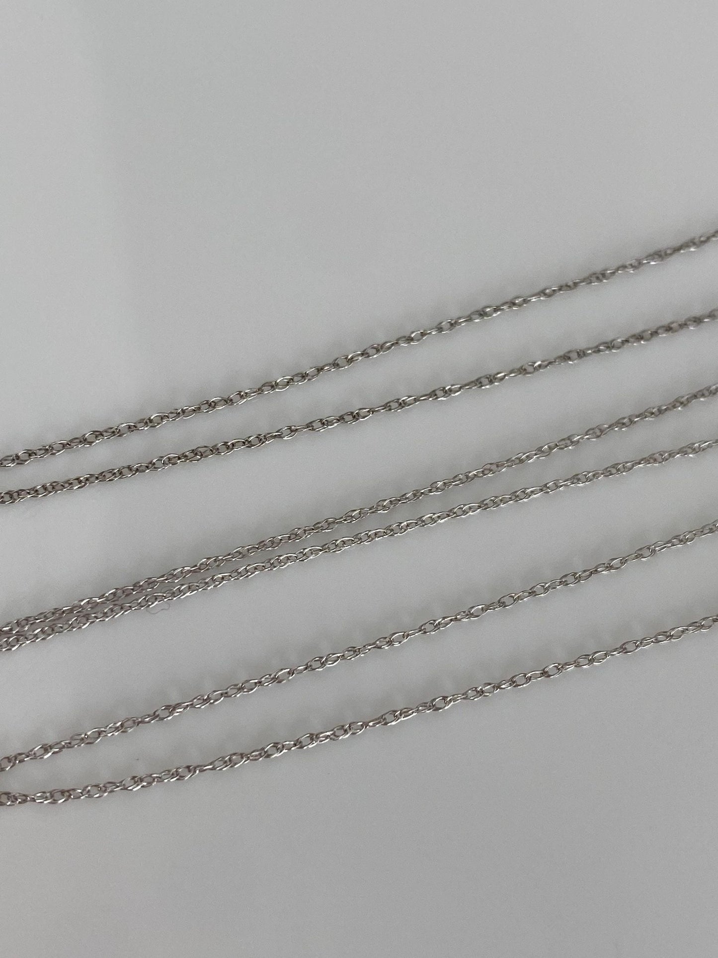 Vintage Solid 10k White Gold Dainty Chain Necklace - 18.25 inches