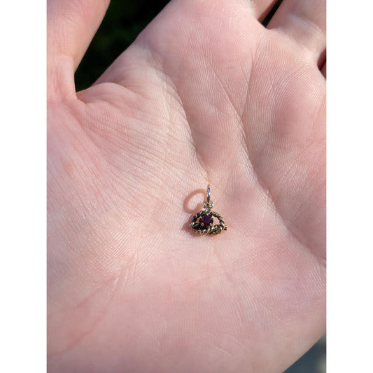 Vintage Solid 14k Yellow Gold Red Cubic Zirconia Rope Knot Stick Pin Conversion Charm